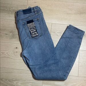 Ksubi Women's Light Blue Skinny  High Waist Jeans with Back Patch Size: 34